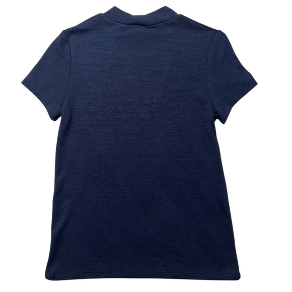 Aritzia Wilfred Free Navy Blue Robillard Top Choker Mock Neck Cut Out SZ S - Picture 2 of 7